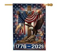 Bandiera della casa dell'aquila, bandiera patriottica celebrativa con croce e stelle, rossa su entrambi i lati, in iuta, per portico anteriore, patio, prato, ingresso campeggio, 71 x 101 cm