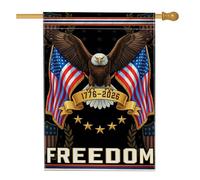 Bandiera della casa dell'aquila, bandiere patriottiche audaci con stelle per il giorno dell'indipendenza rossa su entrambi i lati, grande bandiera da giardino per esterni, patio, cortile, prato