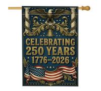 Bandiera della casa dell'aquila, campana tradizionale patriottica della libertà con stelle, celebrazione blu navy su entrambi i lati, grande bandiera da giardino per esterni, patio, cortile, prato