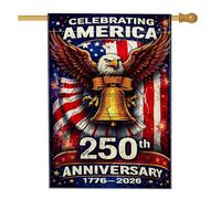 Bandiera della casa dell'aquila, campane natalizie patriottiche con stelle per il giorno dell'indipendenza rossa su entrambi i lati, grande bandiera da giardino per esterni, prato, cortile, patio