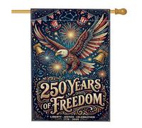 Bandiera della casa dell'aquila, stile patriottico vintage con fuochi d'artificio Campana della libertà Giorno dell'Indipendenza rossa su entrambi i lati, bandiere decorative per portico anteriore per