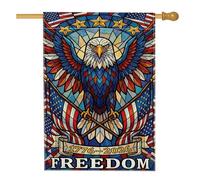 Bandiera della casa dell'aquila, stile patriottico vintage con stelle e strisce per il giorno dell'indipendenza, in iuta rossa, double face, grande bandiera da giardino per esterni, patio, cortile