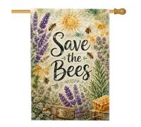 Bandiera della casa delle api, natura rustica lavanda sole primavera gialla juta decorativa su entrambi i lati bandiere per portico esterno per patio esterno cortile prato ingresso balcone 71 x 101 cm