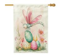 Bandiera della casa delle libellule pasquali primaverili 71 x 101 cm per esterni, simpatiche uova floreali divertenti bandiera verticale standard per la casa, bandiera per la casa con insetti per