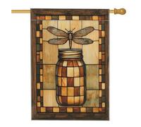 Bandiera della casa delle libellule primaverili 71 x 101 cm per esterni, novità Mason Jar standard bandiera verticale in lino per la casa, decorazione per esterni con insetti sul cortile del cortile