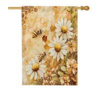 Bandiera della casa delle margherite autunnali ad acquerello 71,1 x 101,2 cm su entrambi i lati per esterni decorativa, bandiera autunnale con api di campagna e fiori frontali, bandiera per la casa