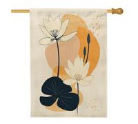 Bandiera della casa delle ninfee della metà del secolo 70,1 x 101,2 cm, double face, per decorazione esterna, retro Funky Groovy floreale frontYard Canvas Home Flag, Bohemian Outdoor Pattern Backyard