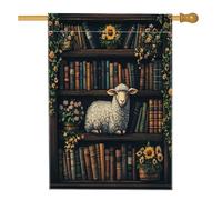 Bandiera della casa delle pecore primaverili, 71 x 101 cm, double-face, decorativa per esterni, libreria con fiori, bandiera per la casa, divertente bandiera scenica all'aperto piccola per cortile e
