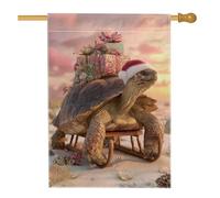 Bandiera della casa delle tartarughe, regalo natalizio fantasioso, cappello di Babbo Natale, pesca su entrambi i lati, grande bandiera da giardino per esterni, patio, cortile, prato, ingresso, balcone