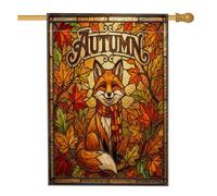 Bandiera della casa delle volpi autunnali 71 x 101 cm per esterni, bandiera verticale standard per la casa in lino per le vacanze, decorazione per esterni con motivo autunnale