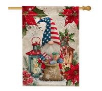 Bandiera della casa dello gnomo, lanterna natalizia a forma di stella di Natale, rossa su entrambi i lati, decorativa, per esterni, patio, cortile, prato, ingresso, balcone, 71 x 101 cm