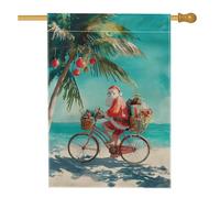 Bandiera della casa di Babbo Natale, albero di Natale tropicale bici palma di Natale rosso double face iuta bandiere decorative per portico anteriore per esterni prato cortile patio ingresso 71 x 101