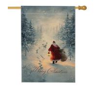 Bandiera della casa di Babbo Natale, lanterna natalizia invernale con cervi di Natale in iuta rossa su entrambi i lati, grande bandiera da giardino per esterni, patio, prato, ingresso, campeggio, 71 x