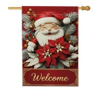 Bandiera della casa di Babbo Natale, stella di Natale natalizia albero di Natale rossa su entrambi i lati in iuta decorativa per portico anteriore per esterni, cortile, prato, patio, porta d'ingresso