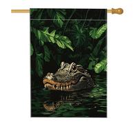 Bandiera della casa di coccodrillo della palude, 71 x 101 cm, double-face, decorativa per esterni, divertente bandiera in tela di coccodrillo, bandiera per la casa, strana bandiera divertente per