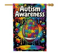 Bandiera della casa puzzle, consapevolezza del calcio vibrante arcobaleno consapevolezza multicolore iuta double face grande bandiera da giardino per patio esterno ingresso prato campeggio 70 x 101 cm