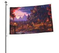 Bandiera della città fantasy, 0,6 x 0,9 m, stampa su entrambi i lati, bandiere da giardino, bandiera da cortile per esterni, bandiere per vacanze, banner regalo con occhielli sfondo fotografico per