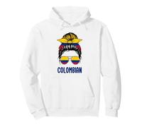 Bandiera della Colombia Capelli disordinati Patrimonio ispanico Ragazza Colombiana Felpa con Cappuccio