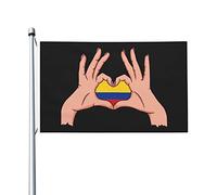 Bandiera della Colombia con l'amore nelle tue mani, bandiere per esterni, 3x5 piedi, bandiera in poliestere resistente bifacciale per casa, cortile, festival, decorazioni da giardino, bandiere di benv