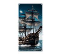Bandiera della copertura della porta della nave pirata 90 x 180 cm striscioni per feste cartello di benvenuto stagionale decorazione verticale porta appeso per portico ingresso decorazione giardino