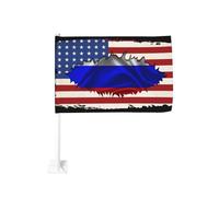 Bandiera della cordialità tra Russia e America, con clip per finestra, per auto, protezione solare, decorazione, striscione bifacciale da 12x18 pollici per camion