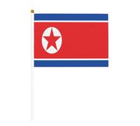 Bandiera della Corea del Nord, piccole bandiere tenute in mano, mini bandiere su bastone per feste, attività di squadra, parate, decorazione per le vacanze, confezione da 10