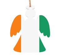 Bandiera della Costa d'Avorio Ornamenti per albero di Natale in legno a forma di angelo, 2 pezzi, decorazioni vintage per la casa e le vacanze