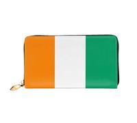Bandiera della Costa d'Avorio, portafoglio da donna, portafoglio lungo, porta carte di credito, portamonete da viaggio, nero, taglia unica, Nero , Taglia unica