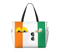 Bandiera della Costa d'Avorio Stampa Spiaggia Borsa da Viaggio Smart Pocket Tote Estate Vacanze Escursionismo Campeggio Attività All'aperto