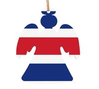 Bandiera della Costa Rica in legno Ornamenti per albero di Natale a forma di angelo 1 PC - Decorazioni vintage per la casa vacanza