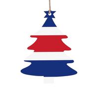 Bandiera della Costa Rica ornamenti in legno per albero di Natale a forma di albero di Natale, 4 pezzi, decorazioni vintage per la casa e le vacanze