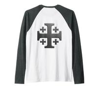 Bandiera della Croce di Gerusalemme - Cavalieri Templari Maglia con Maniche Raglan