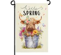 Bandiera della delle Highlands,bandiera del giardino della delle Highlands - Banner da giardino per la primavera - Bandiere per la casa primaverile di benvenuto 12 × 18 pollici per la