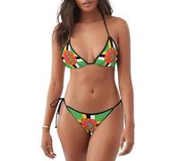 Bandiera della Dominica, Costume da Bagno Bikini a Triangolo con Allacciatura al Collo, Due Pezzi con Perizoma, per L'Estate da Donna.
