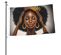 Bandiera della donna nera africana 2x3 FT a doppia faccia all'esterno, grande decorazione esterna del cortile della bandiera della casa dello stendardo