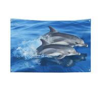 Bandiera della famiglia dei delfini 3x5 Ft No Fade Bandiera di benvenuto Giardino Yard House Bandiere Decorative Garden Yard Sign Indoor Outdoor Banner Party Home Decor