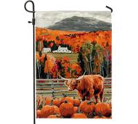 Bandiera della fattoria del raccolto autunnale, bandiera arancione della mucca delle Highland, decorazione per esterni, bandiera da giardino su entrambi i lati, per festival autunnali, decorazione per