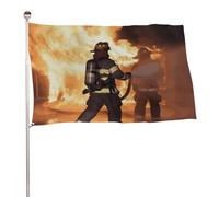 Bandiera della fiamma del pompiere 61 x 88,9 cm, stampa su entrambi i lati, bandiera decorativa da giardino, non sbiadisce, con occhielli in ottone da appendere, sfondo fotografico per interni ed
