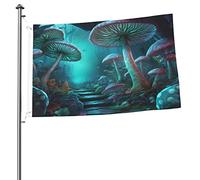 Bandiera della foresta di funghi 2x3 FT a doppia faccia all'esterno, grande decorazione esterna del cortile della bandiera della casa dello stendardo