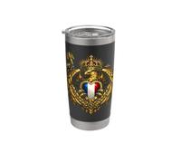 Bandiera della Francia con aquila imperiale a forma di cuore, orgoglio francese, Bicchiere termico in acciaio inox doppia parete