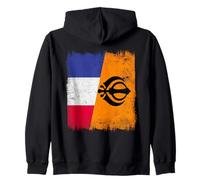 Bandiera della Francia Sikh Punjabi Khalsa Pride Design Felpa con Cappuccio