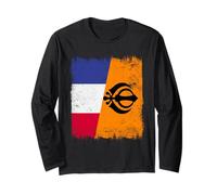 Bandiera della Francia Sikh Punjabi Khalsa Pride Design Maglia a Manica