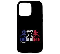 Bandiera della Francia Triathlon Design ispirato al triatleta francese Custodia per iPhone 15 Pro Max