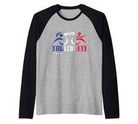 Bandiera della Francia Triathlon Design ispirato al triatleta francese Maglia con Maniche Raglan