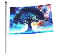 Bandiera della galassia e dell'albero, 0,6 x 0,9 m, stampa su entrambi i lati, bandiera da giardino, bandiere di benvenuto per esterni bandiera per esterni banner per interni cortile decorazione per