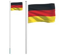 Bandiera della Germania con asta in alluminio, 6,23 m, articolo decorativo per giardino, balcone ed eventi, resistente alle intemperie e durevole per patrioti e celebrazioni