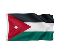 Bandiera della Giordania 90 x 150 cm per i Mondiali 2026 - Bandiera Premium con stella e 2 occhielli in metallo dorato - Articolo per fan nero e bianco verde - 100% poliestere per palo e balcone