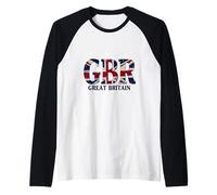 Bandiera della Gran Bretagna Union Jack Design GB Retro UK Flag Maglia con Maniche Raglan