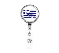 Bandiera della Grecia Mappa Porta badge retrattile Porta carte d'identità con clip per infermiere Studente Impiegato