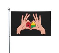 Bandiera della Guinea Bissau con "Tenendo l'amore nelle tue mani", bandiere per esterni, 3x5 piedi, bandiera in poliestere resistente bifacciale per casa, cortile, festival, decorazioni da giardino, b